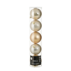 Bauble unbreakable cream 5 pieces - d15cm