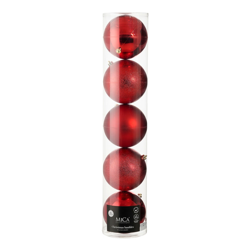 Bauble unbreakable red 5 pieces - d20cm