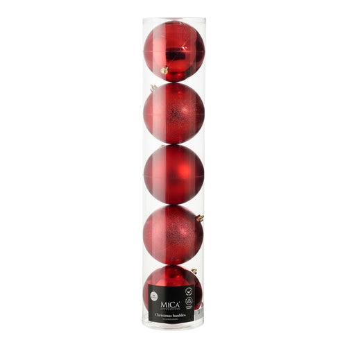 Bauble unbreakable red 5 pieces - d20cm