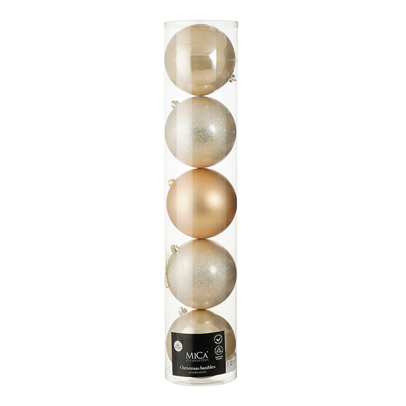 Bauble unbreakable cream 5 pieces - d20cm