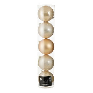 Bauble unbreakable cream 5 pieces - d20cm