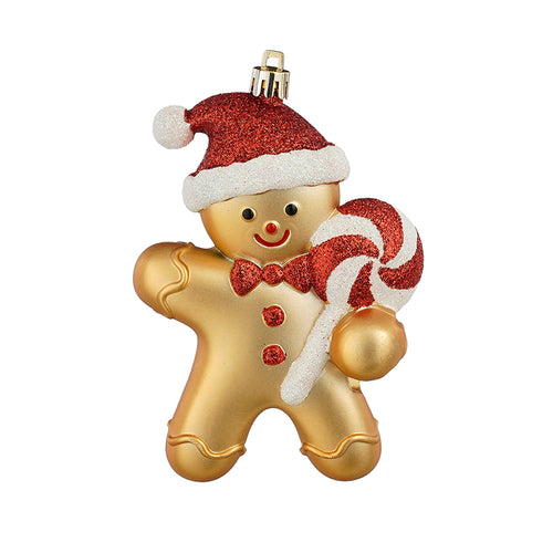 Ornament gingerbread boy gold - l8,5xw3,5xh13cm