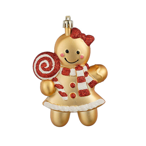 Ornament gingerbread girl gold - l8,5xw2,5xh12,5cm
