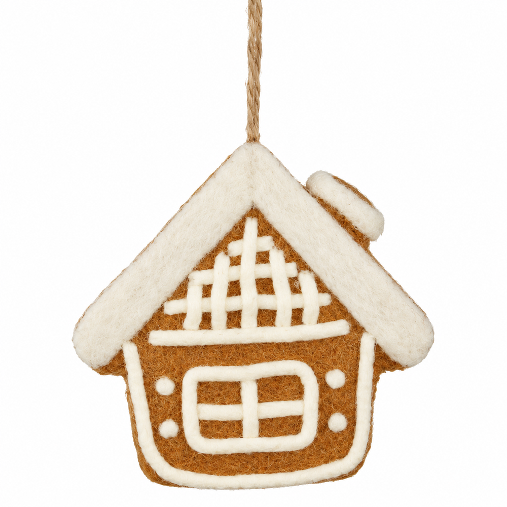 Ornament x-mas house l. brown 2 assorted - l9,5xw13xh1,5cm - each at