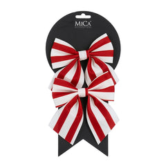 Bow stripes white 2 pieces - l12xb13cm
