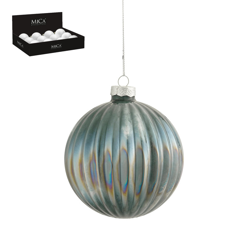 Bauble glass l. green 12 pieces display - d10cm