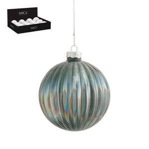 Bauble glass l. green 12 pieces display - d10cm