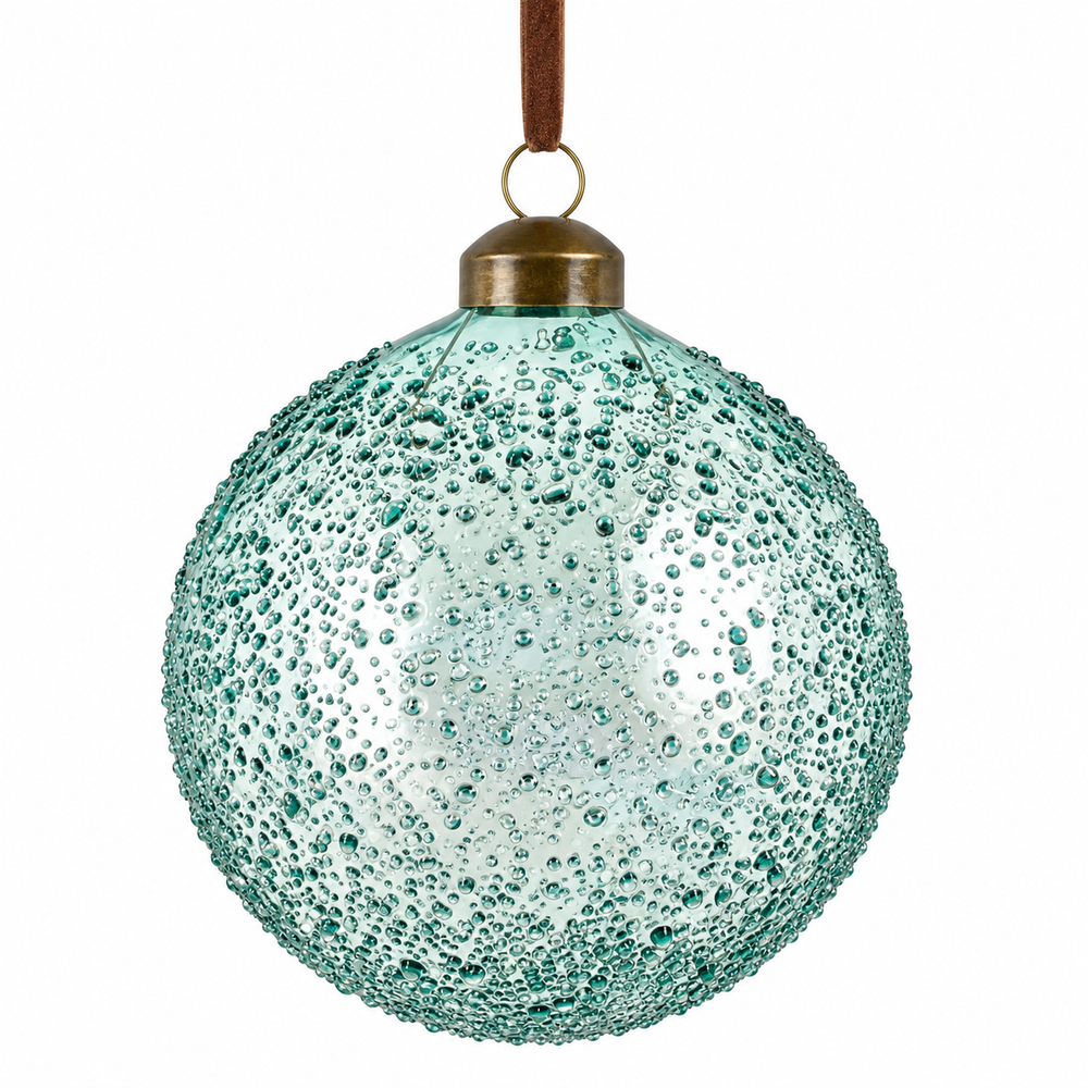 Bauble glass green 2 assorted 12 pieces display - d10cm - each at