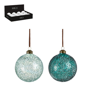 Bauble glass green 2 assorted 12 pieces display - d10cm