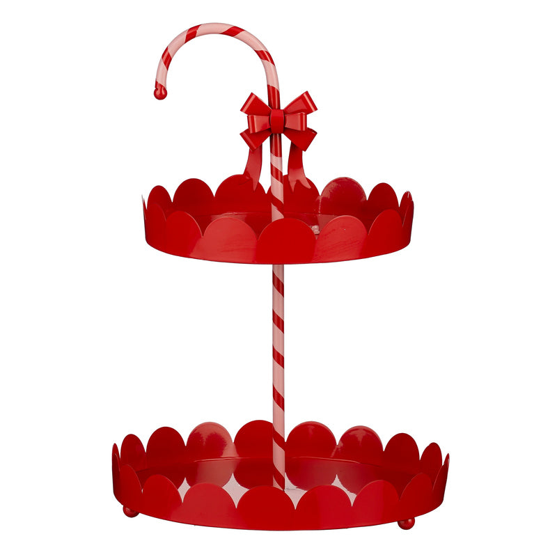 Decoration tiered stand candy cane red - h42xd29cm