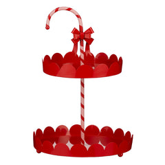 Decoration tiered stand candy cane red - h42xd29cm