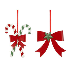 Ornament candy cane red 2 assorted - l8,5xw11xh0,5cm