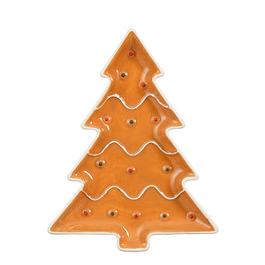 Plate gingerbread x-mas tree brown - l18xw22,5xh2,5cm