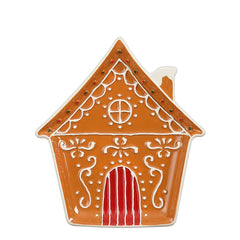 Plate gingerbread house brown - l17xw19xh2,5cm
