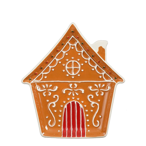 Plate gingerbread house brown - l17xw19xh2,5cm