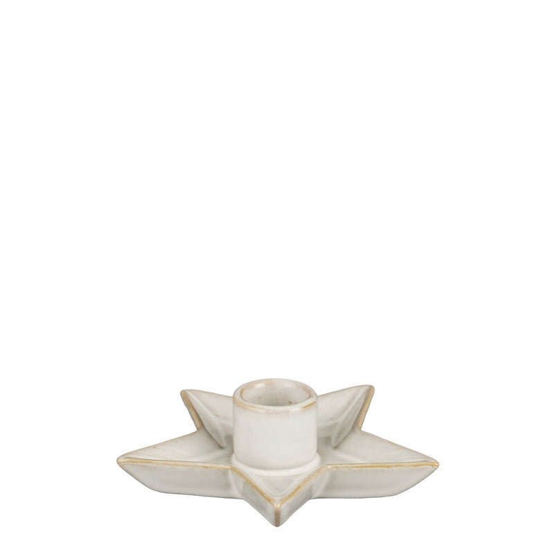 Candleholder star white - l11,5xw11xh4,5cm