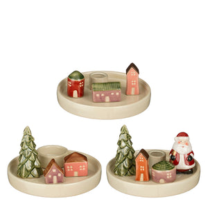 Candleholder house beige 3 assorted - l15,5xw15,5xh9,5cm
