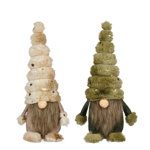 Decoration gnome l. brown green 2 assorted - l9xw9xh33cm