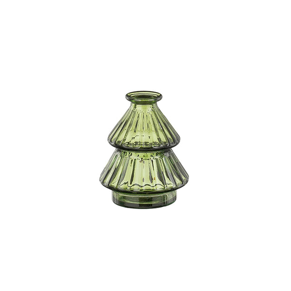 Vase tree recycled glass red green pink 3 assorted - h12,5xd