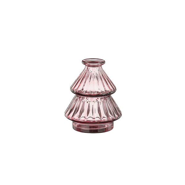 Vase tree recycled glass red green pink 3 assorted - h12,5xd