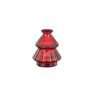Vase tree recycled glass red green pink 3 assorted - h12,5xd