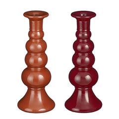 Eve candleholder recycled glass bordeaux brown 2 assorted -