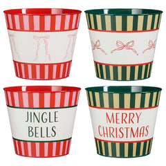 Indica pot round red green 4 assorted - h21xd25cm