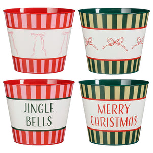 Indica pot round red green 4 assorted - h21xd25cm