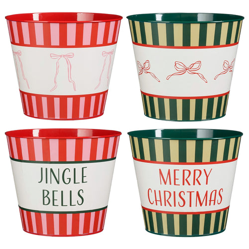 Indica pot round red green 4 assorted - h21xd25cm