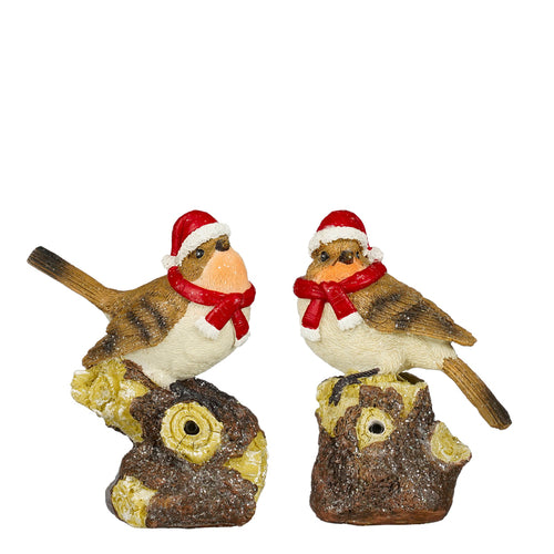 Decoration bird christmas hat red 2 assorted battery operate