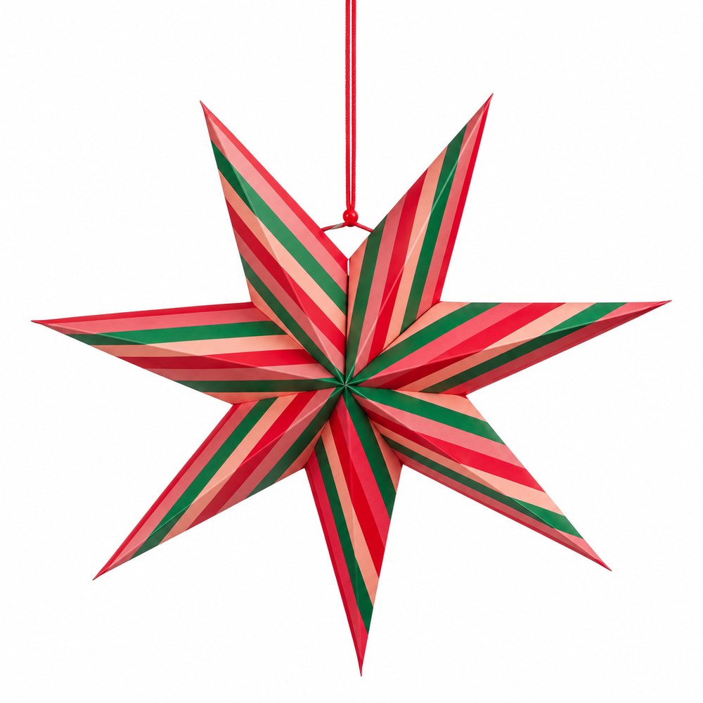 Star hanging green red 2 assorted FSC Mix - h14xd45cm - each at