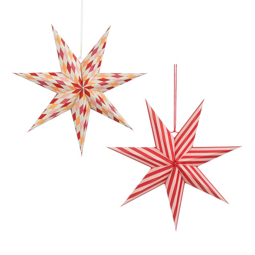 Star hanging pink red 2 assorted FSC Mix - h14xd45cm