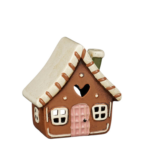 Tealight holder house brown - l15xw9xh15,5cm
