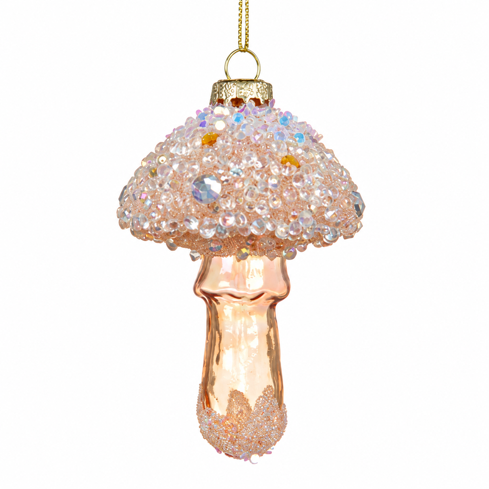 Mushroom glass transparent with spangels on top 3col ass assorted D.6.5cm x H.9.5cm - each at