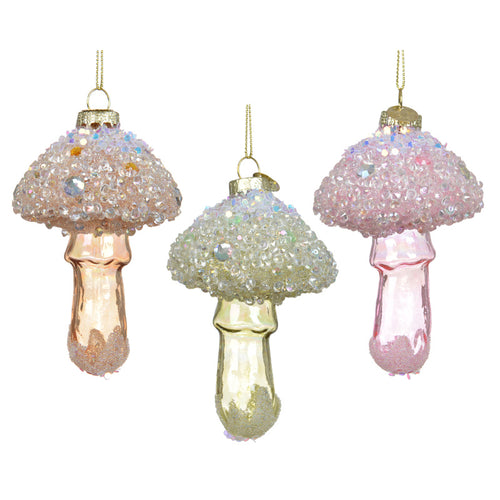 Mushroom glass transparent with spangels on top 3col ass