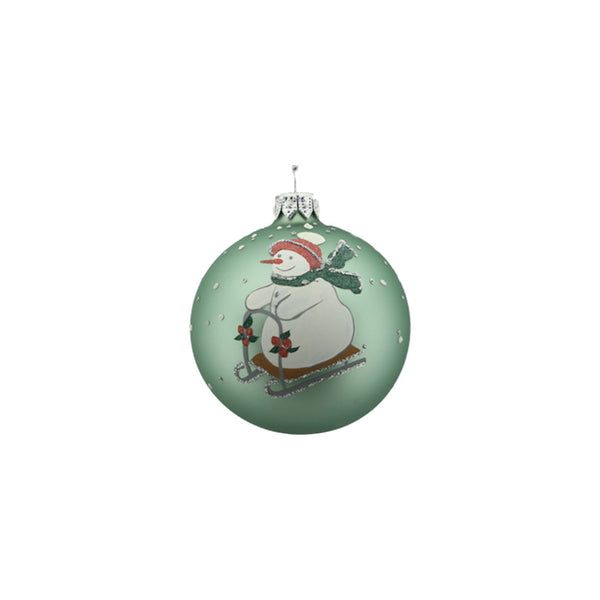 Snowman Glass Bauble (8cm)