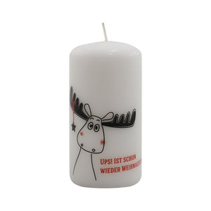 White Moose Pillar Candle (11cm)