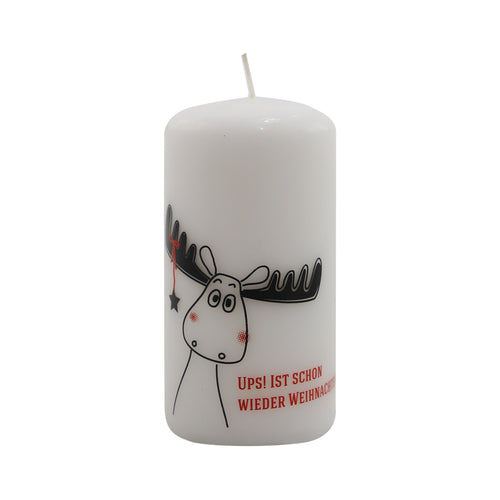 White Moose Pillar Candle (11cm)