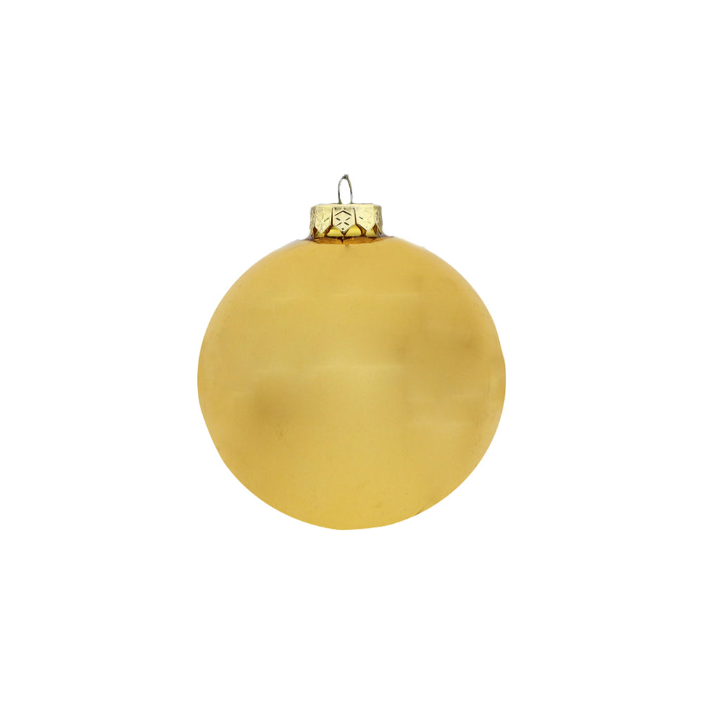 Plain glass baubles light gold d10cm