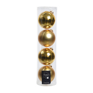 Plain glass baubles light gold d10cm
