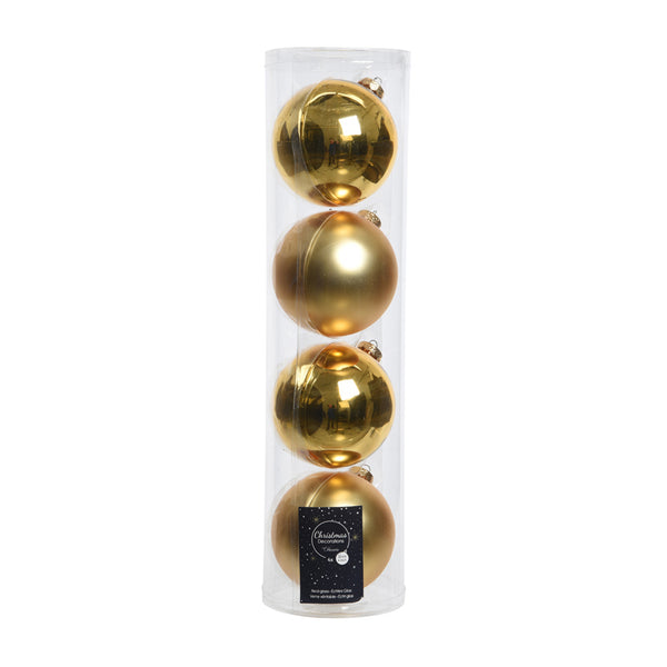 Plain glass baubles light gold d10cm