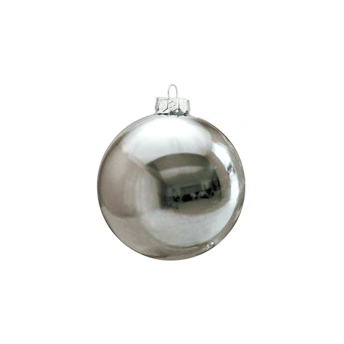 Plain Silver Glass Bauble (10cm)