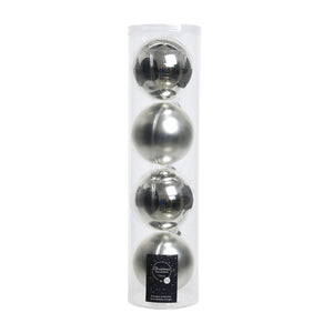 Plain Silver Glass Bauble (10cm)