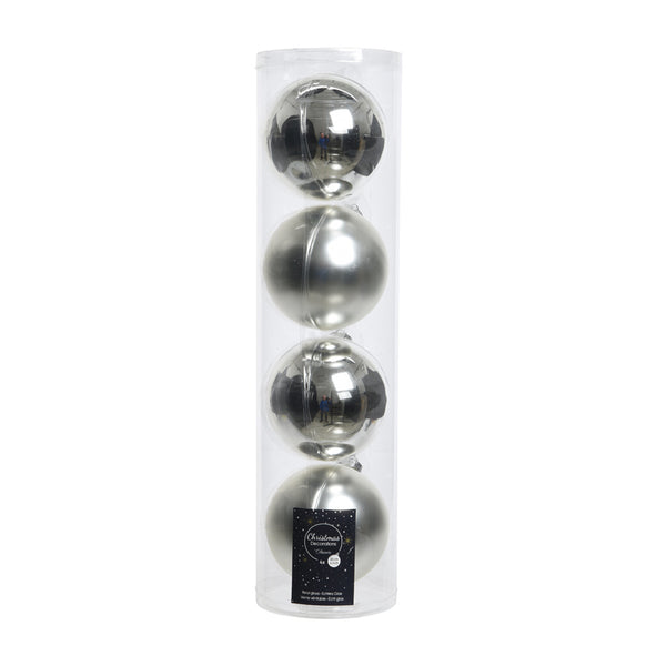 Plain Silver Glass Bauble (10cm)