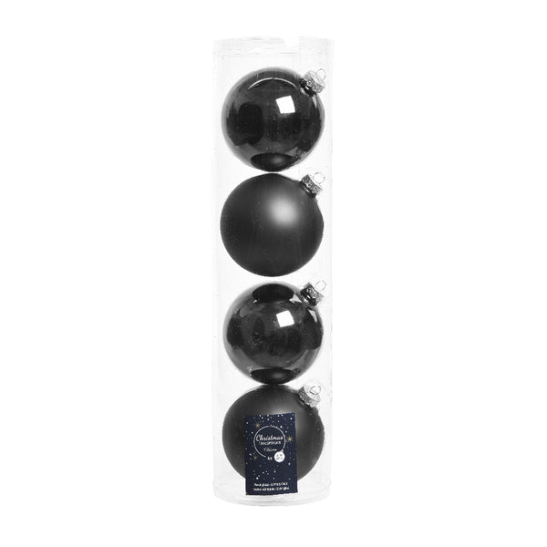 Plain Black Glass Bauble (10cm)