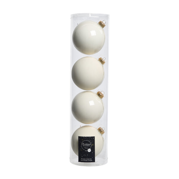 Wool White Glass Bauble Set