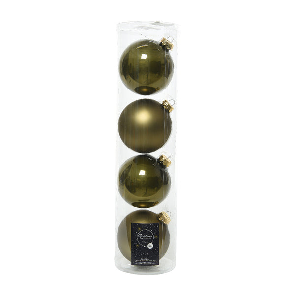 Moss Green Glass Bauble Set
