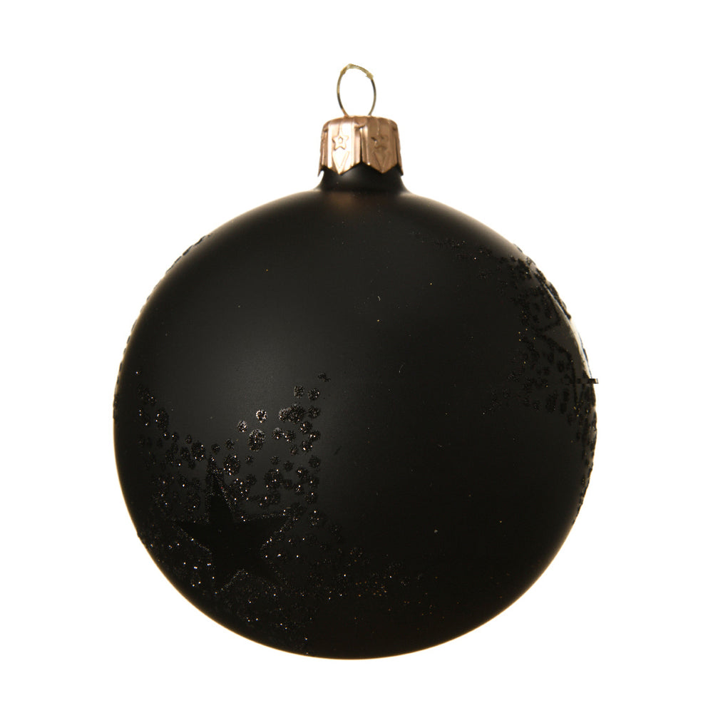 Glass Star Deco Bauble - Black (8cm)