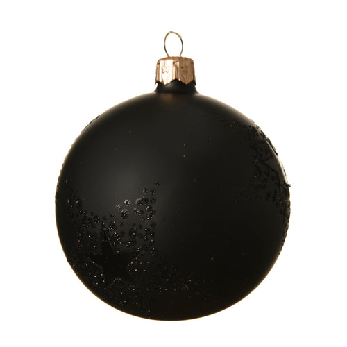 Glass Star Deco Bauble - Black (8cm)