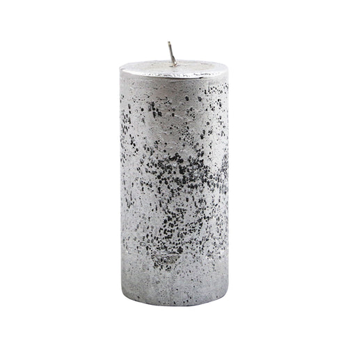 Silver Metallic Pillar Candle (12cm)